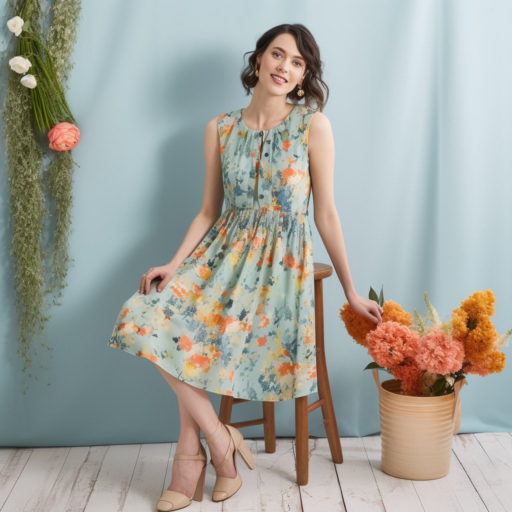 **Sewing breezy spring dresses: Explore techniques for sewing light and flowy dresses, featuring delicate floral patterns and spring-inspired colors perfect for warmer weather. --upbeta --v 5** - Image #3